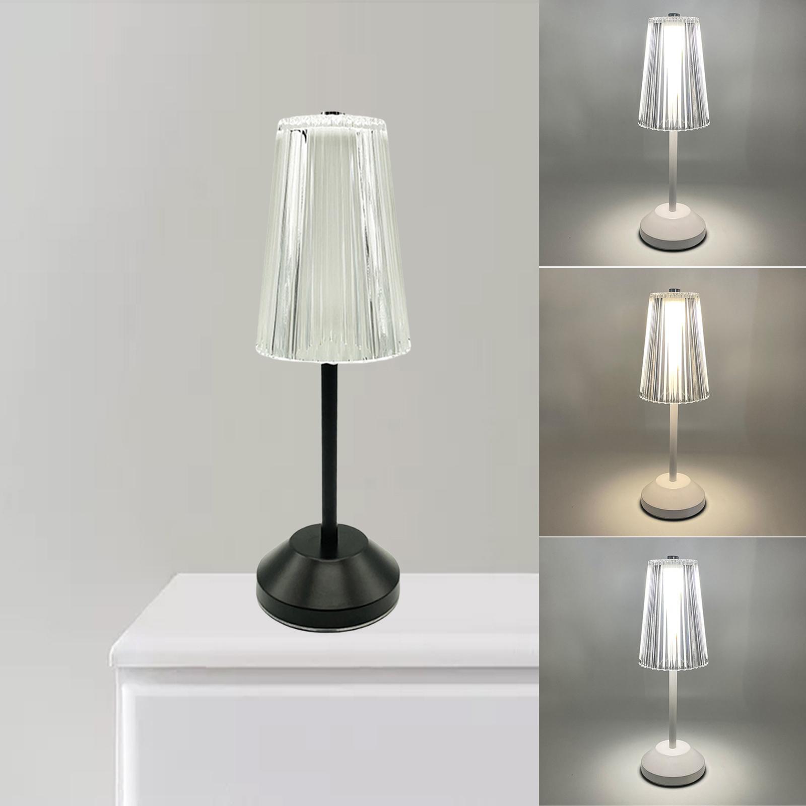 Crystal Table Lamp w/ USB Charging Ports, Night Light Black Base
