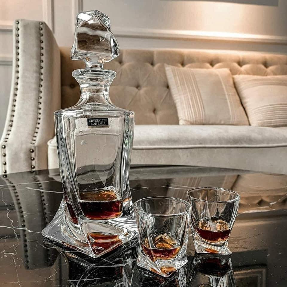 Bộ 6 Cốc Pha Lê Bohemia Quadro Whisky, Dung Tích 340ml, Nhập Đức