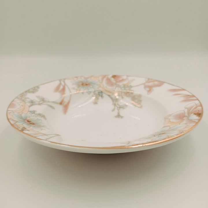 Đĩa sứ Long Phương Viền Vàng 15 cm Họa Tiết Hoa Đỏ Cao Cấp