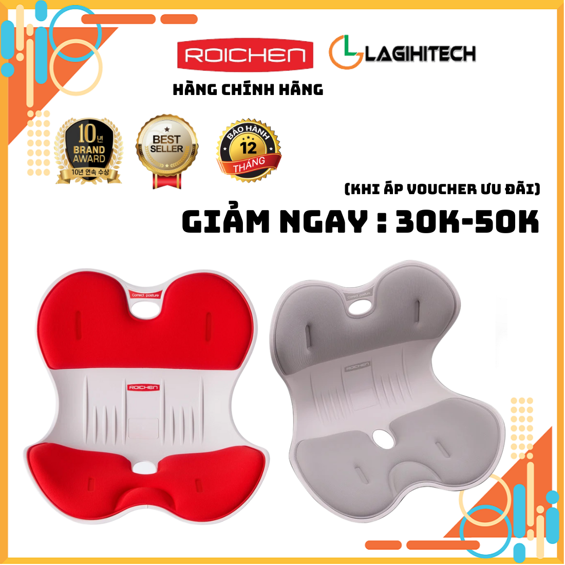 Giá Hủy Diệt Ghế Chỉnh Dáng Ngồi Đúng Roichen Hàn Quốc, Dùng Cho Nam, Nữ, Trẻ Em - Hàng Chính Hãng - Combo 2 Nữ - Tùy Chỉnh