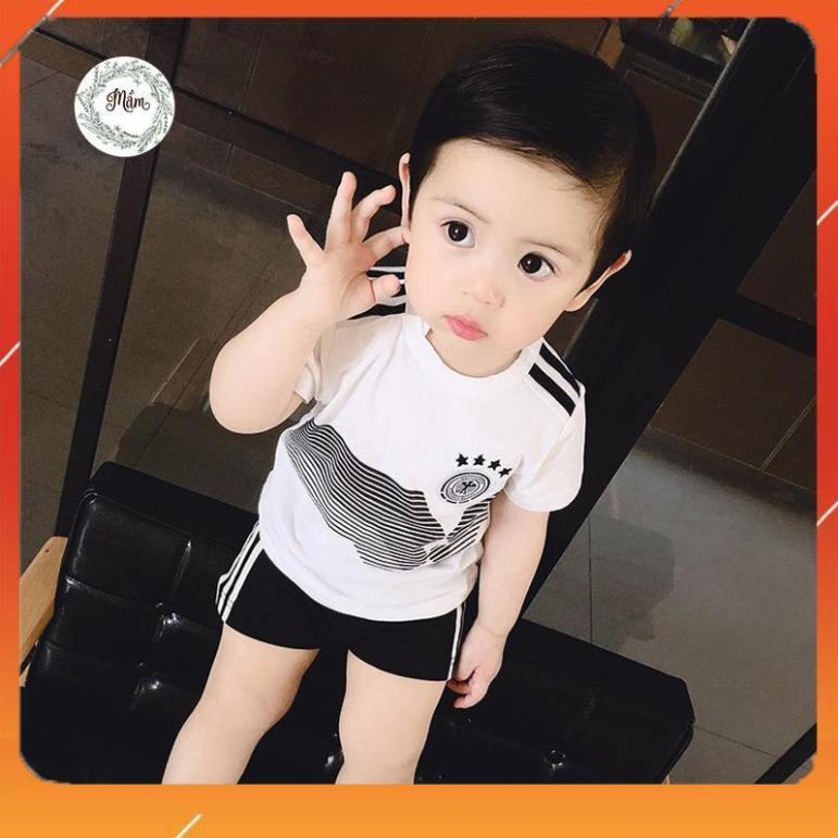 Mila Set bóng đá cộc tay Đức Màu Trắng cho bé Mầm Store Size từ 7 đến 28kg