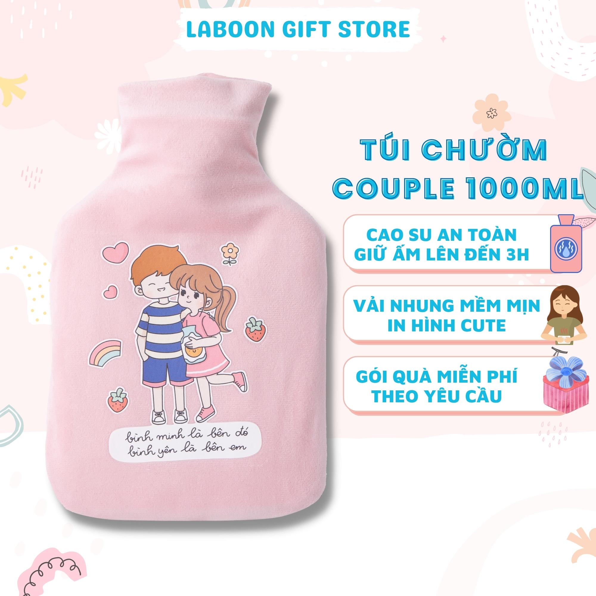 Túi chườm bụng kinh đa năng Laboon 1000ml phiên bản Couple in love, quà tặng ý nghĩa dễ thương cho bạn gái