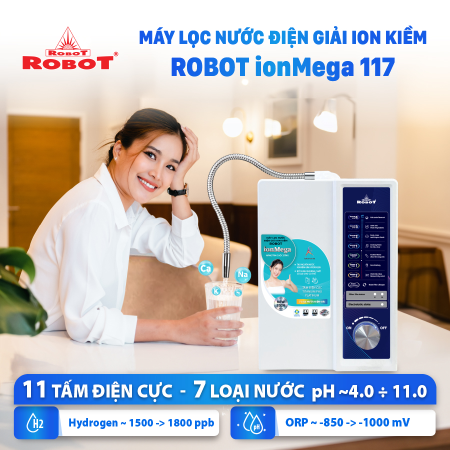 Máy Lọc Nước Điện Giải Ion Kiềm ROBOT ionMega 117 - Hàng Chính Hãng