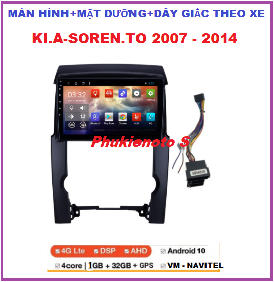 COMBO Màn Hình Android+MẶT DƯỠNG cho xe KI.A SOREN-TO 2007-2014 lắp sim 4G hoặc kết nối wifi ram1G-rom32G. Đầu DVD Gắn Taplo, Tích Hợp GPS, Camera oto,xem youtobe..., màn hình android cho ô tô 