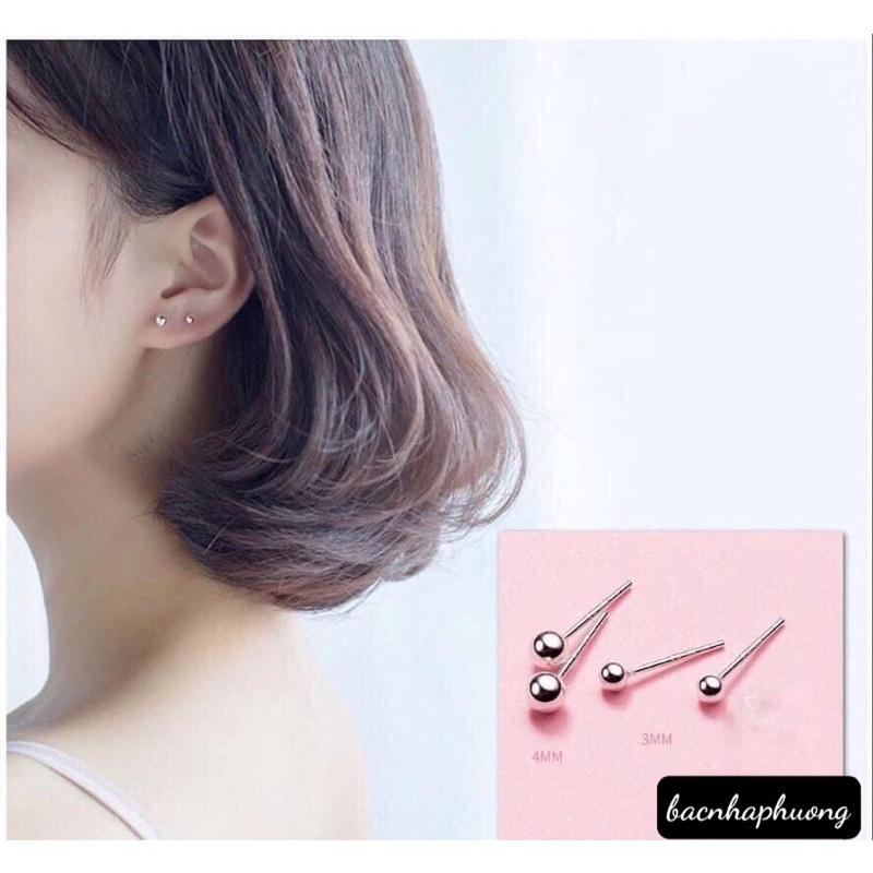 Bông Tai Nụ Trơn, Hoa tai nụ trơn cá tính , Bạc Ta -Bạc npj