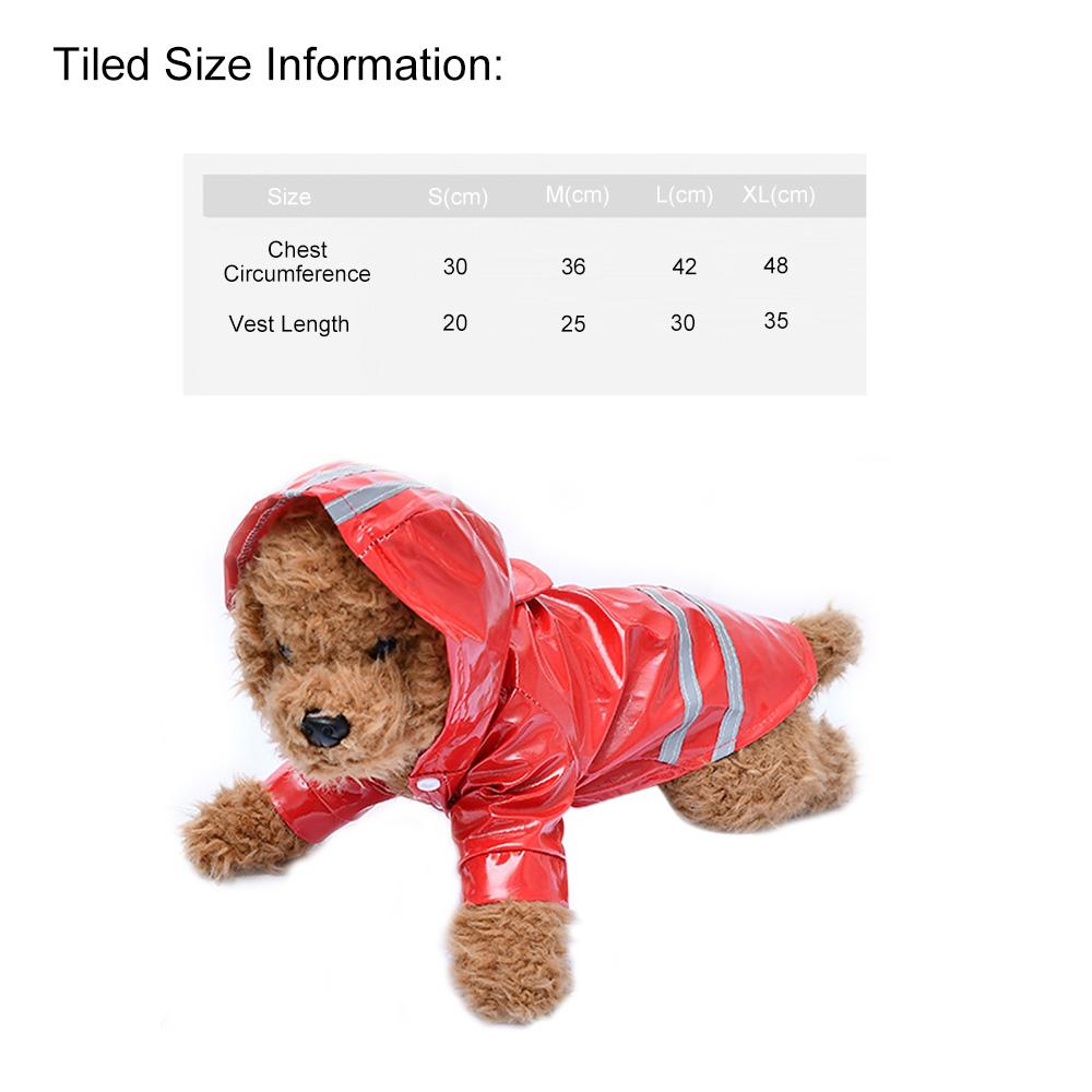 Pet Dog Reflective Raincoat Dog Rain Jacket With Hood Dog Rain Poncho 100% Waterproof Grey Reflective Stripe for Pet