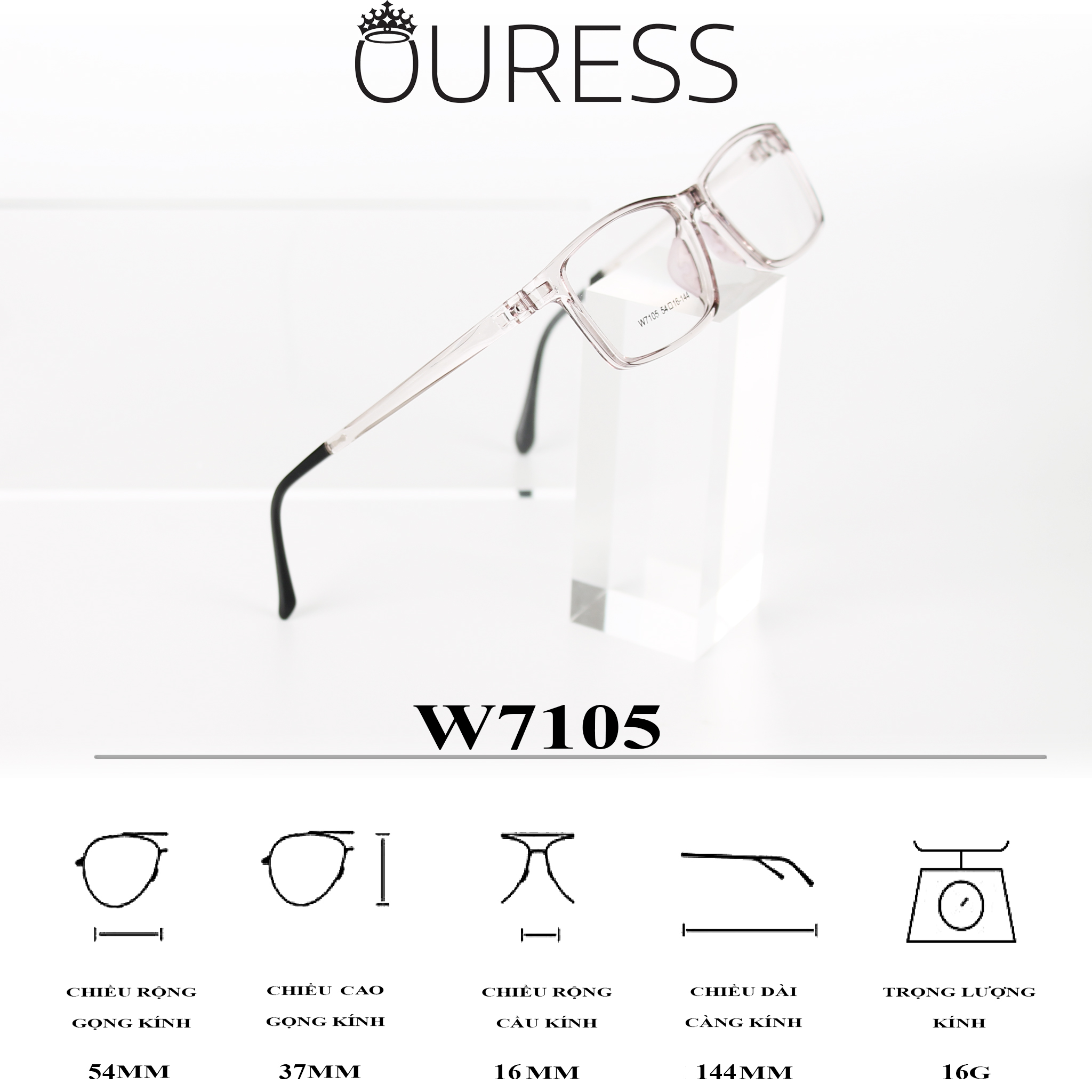 Gọng mắt kính nữ siêu nhẹ siêu bền OURESS - W7105