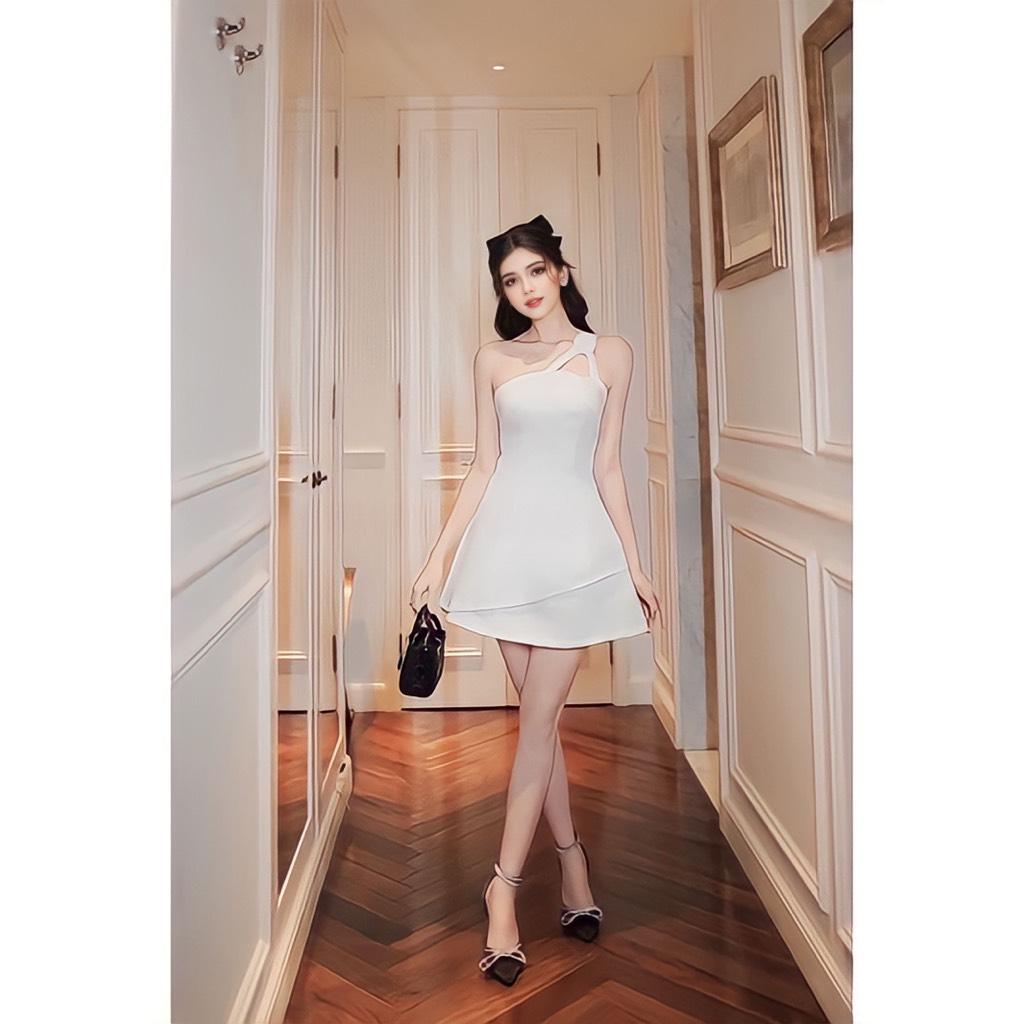 Set áo peplum cúp ngực lệch vai hoa
