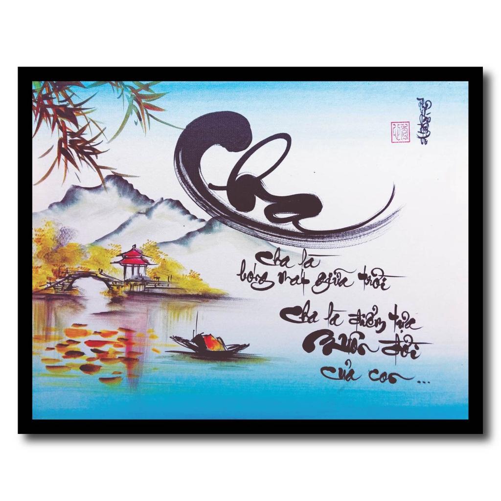 Tranh thư pháp treo tường kèm khung trang trí nhà cửa