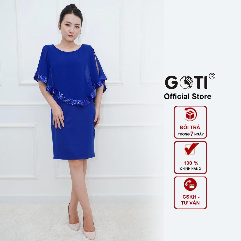 GOTI - Đầm Suông Chữ A Dự Tiệc Trung Niên Nữ Cao Cấp Màu Đen, Đỏ Vải Thun Co Giãn BigSize Cho Mẹ U40 U50 3321