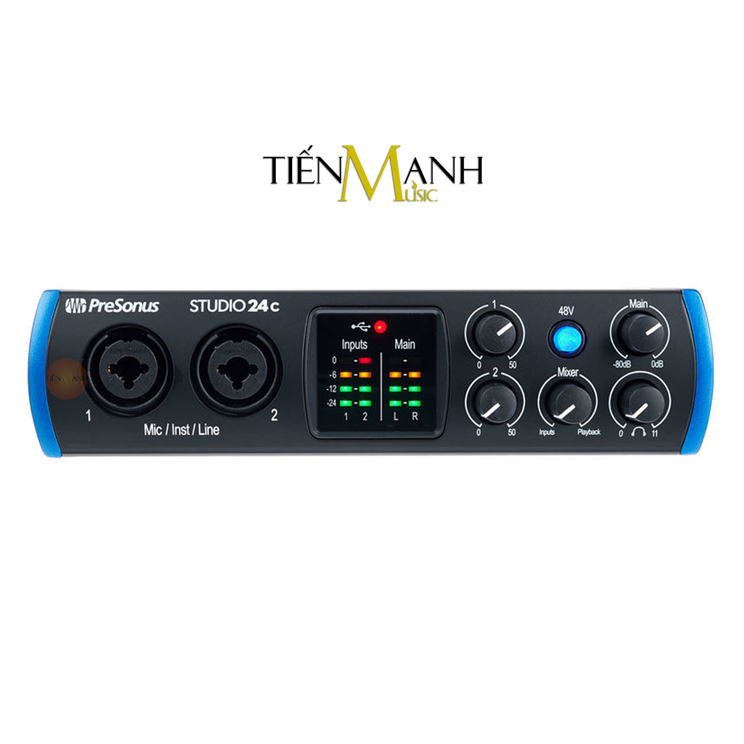 Soundcard Presonus Studio 24C - Sound Card Bộ Thu Âm Thanh và Livestream Audio Interface 24 C Hàng Chính Hãng - Kèm Móng Gẩy DreamMaker