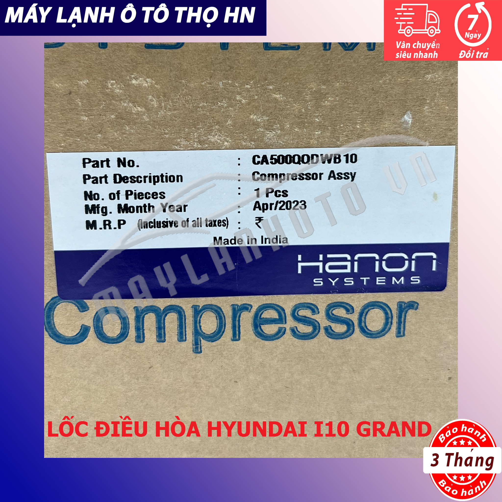 Lốc điều hòa Hyundai I10 Grand 2014 2015 2016 2017 2018 Hàng Hanon 15 16 17 18 97701-B4010/B9010