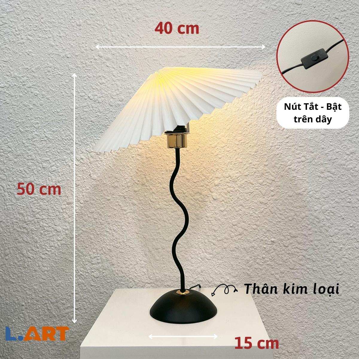 Đèn bàn decor đọc sách đèn ngủ trang trí phòng khách kiểu sóng lượn Hàn Quốc màu đen size lớn DBK009B