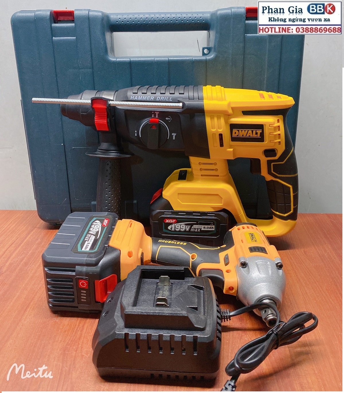 Bộ Combo Máy Khoan Đục Bê Tông Và Máy Siết Bulong - Bộ 2 Pin 15 Cell Động Cơ Từ Không Chổi Than - Bảo Hành 12 Tháng