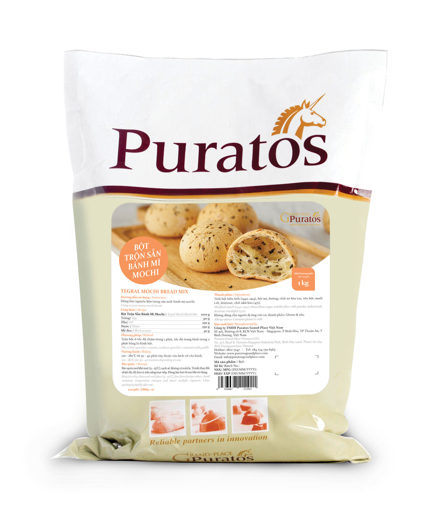 Bột Trộn Sẵn Bánh Mì Mochi Puratos Grand-Place VN-1 Kg-4017985