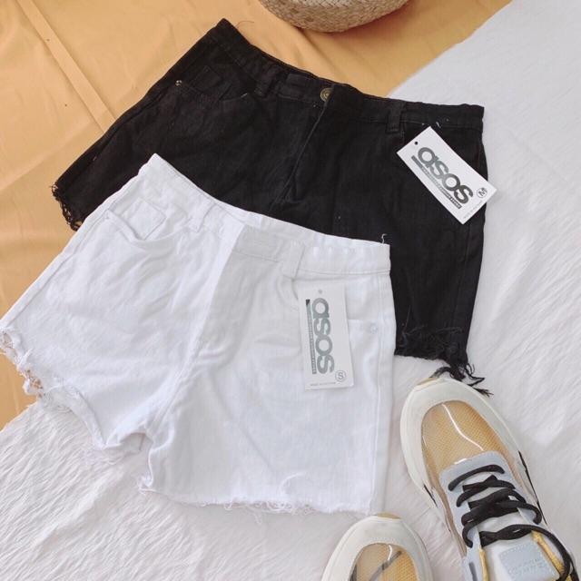 Short jean lai tua đen- trắng