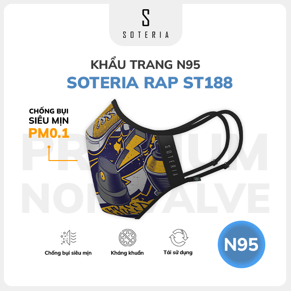 Khẩu trang thời trang Soteria Rap ST188 - N95 lọc 99% bụi mịn 0.1 micro