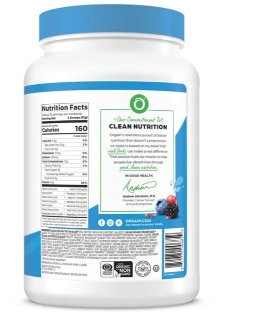 Date 01/26 Bột đạm thực vật và protein hữu cơ Orgain Mỹ vị vani 918g - Organic Protein &amp; Superfoods