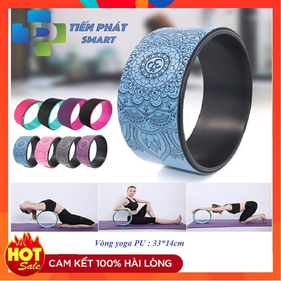Vòng tập yoga 33cm bọc cao su Pu Họa Tiết Mandala chống trơn trượt 100% khung nhựa siêu cứng