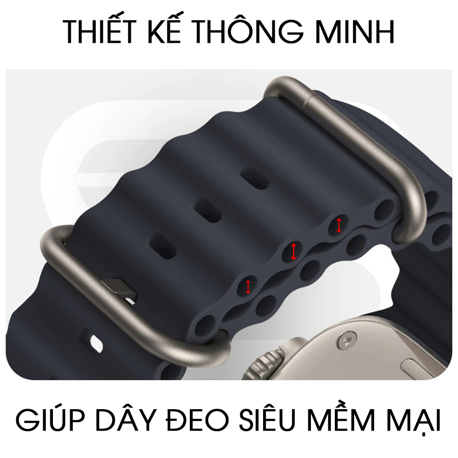 Dây đeo đồng hồ silicone siêu mềm mại dành cho Apple Watch 49mm 44mm 40mm 45mm 41mm 42mm 38mm 49 44 45 mm Ultra 8 7 6 3 se 8 Handtown - Hàng chính hãng