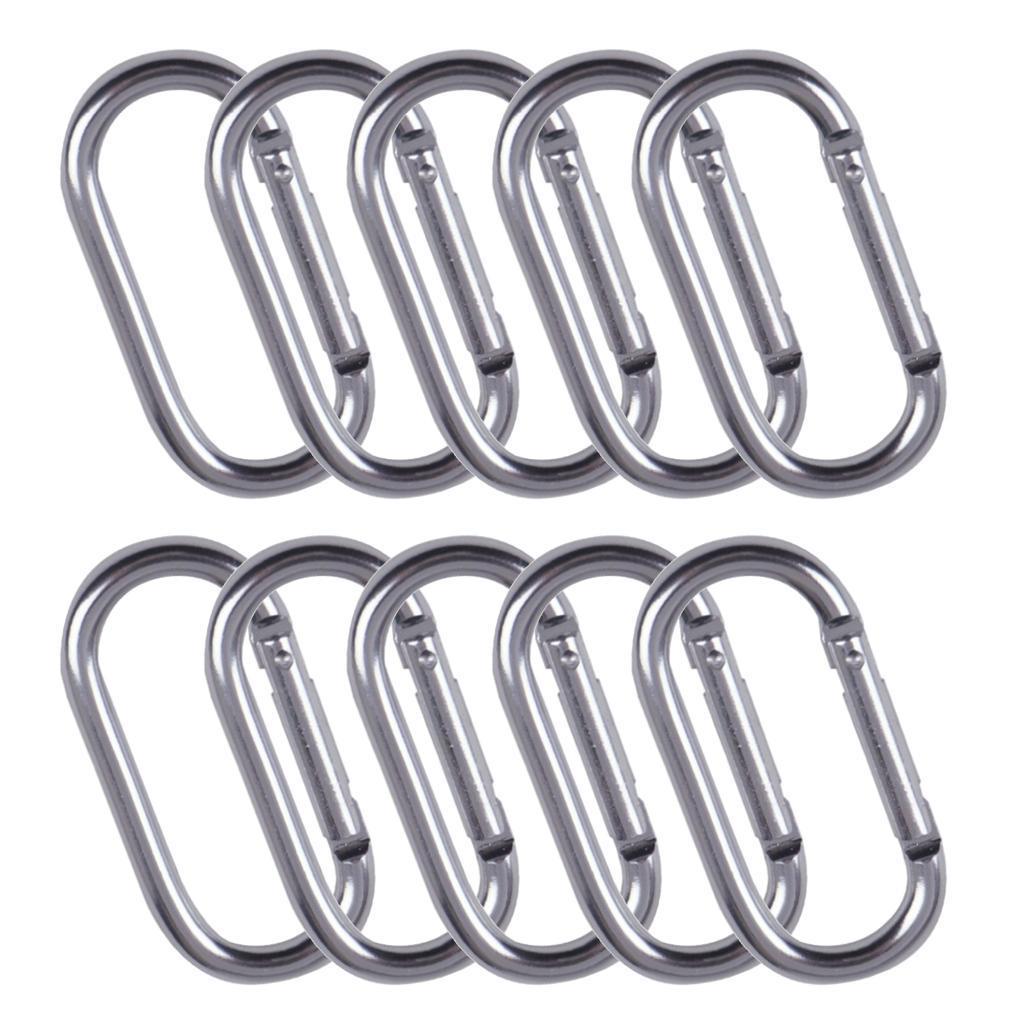 3x10x Locking Carabiner Clip Snap Hook Spring Karabiner Small Keychain Silver