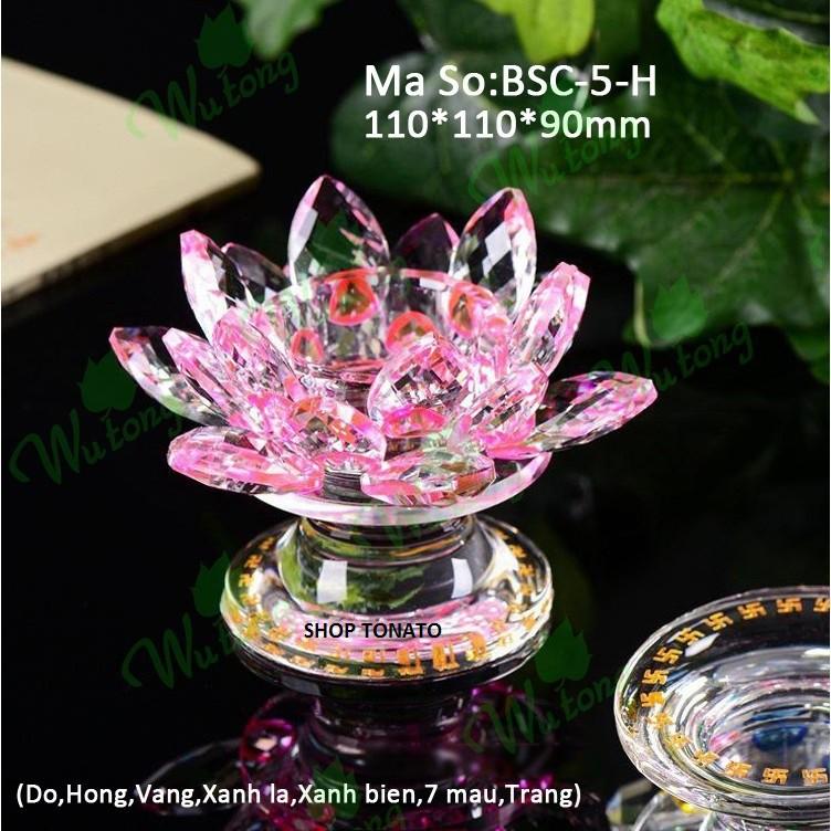 CHUNG ĐÈN CẦY BÔNG SEN PHA LÊ THỦY TINH SỐ 5 NT