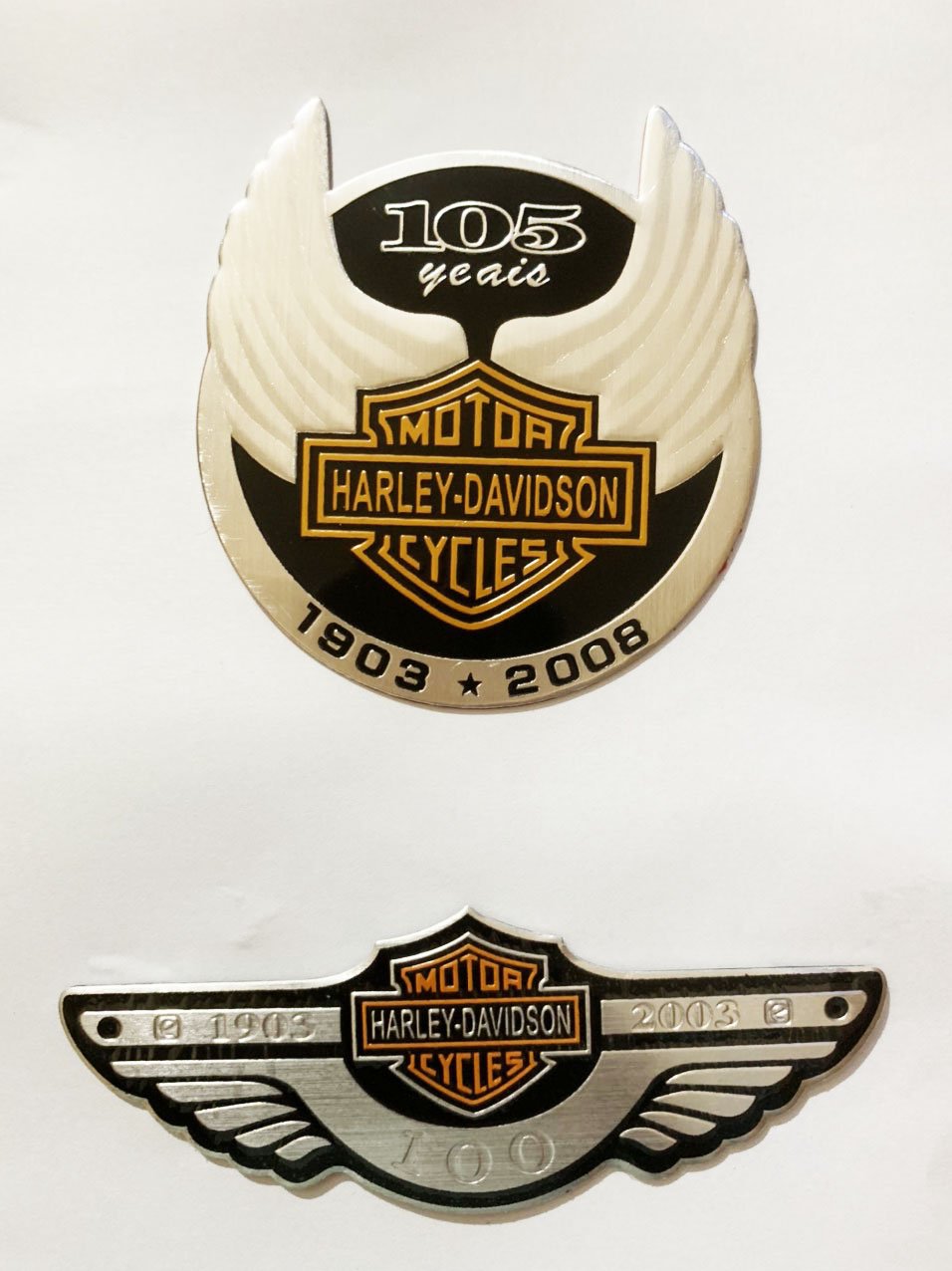 Bộ 2 Tem Nhôm trắng dán xe Harley Davidson cao cấp