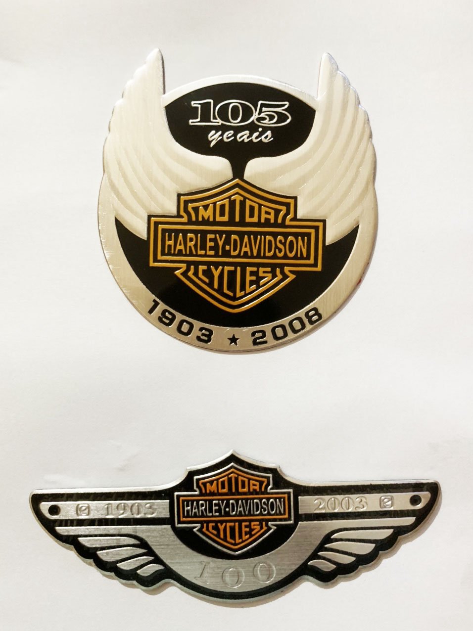 Bộ 2 Tem Nhôm trắng dán xe Harley Davidson cao cấp