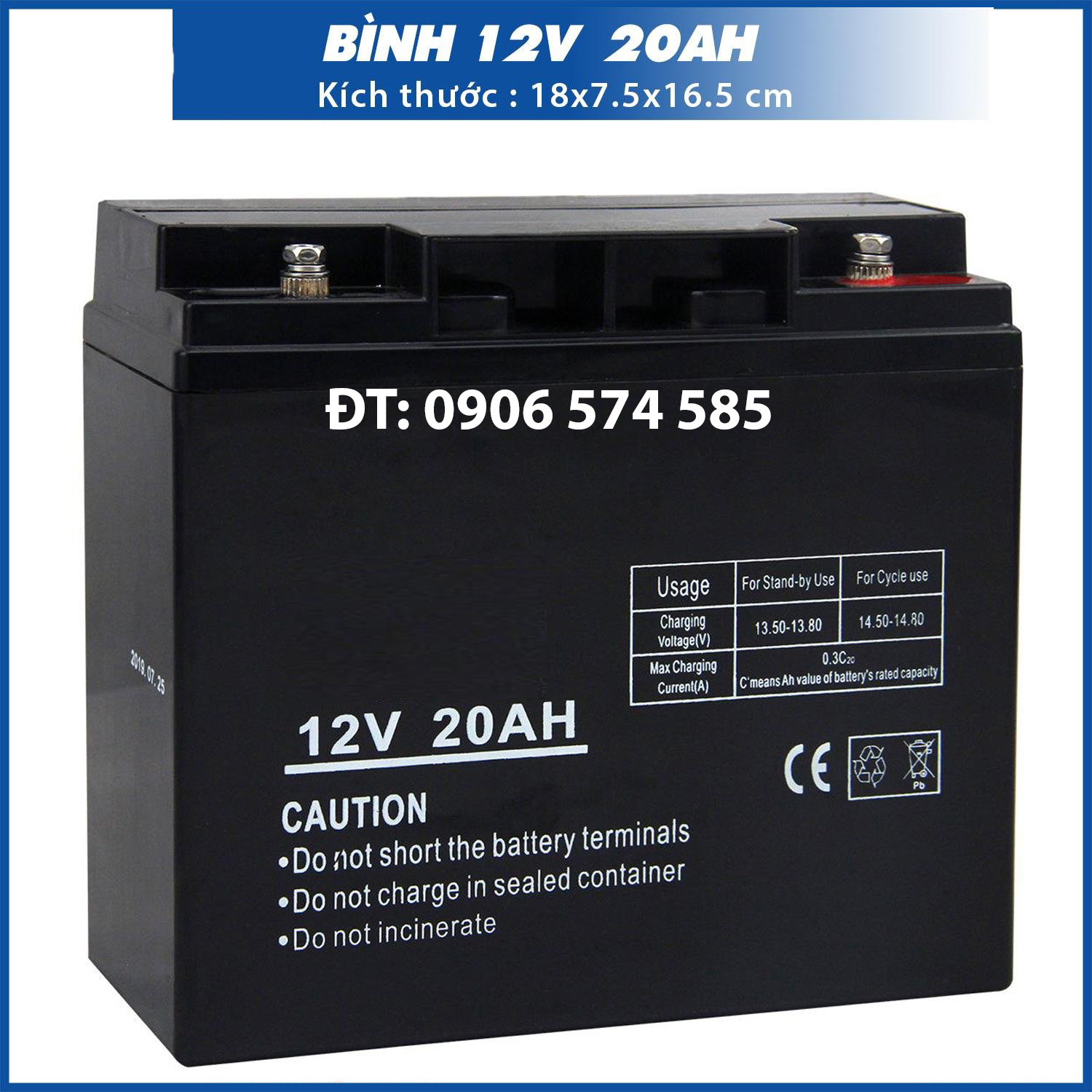 Bình ắc quy khô 12V - 20A, 17A  cho xe đạp điện, loa kẹo kéo