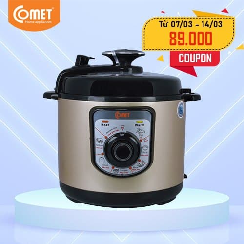 Nồi Áp Suất Điện Nắp Rời Comet CM6156C (6.0 Lít) - Màu ngẫu nhiên - Hàng Chính Hãng