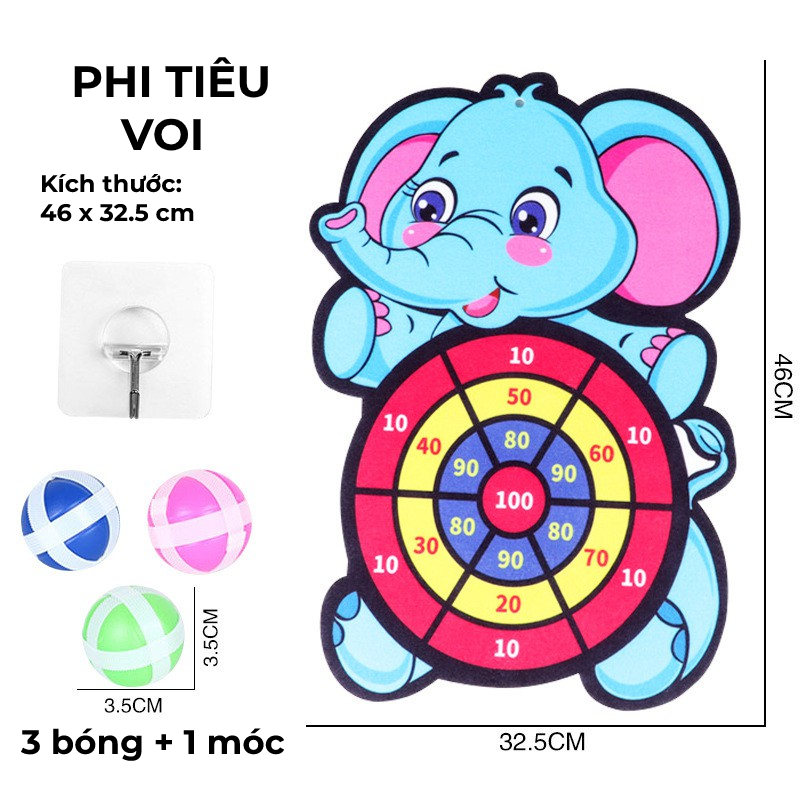Đồ chơi Bảng ném bóng dính tính điểm cho bé hình con vật ngộ nghĩnh tặng kèm 3 trái bóng