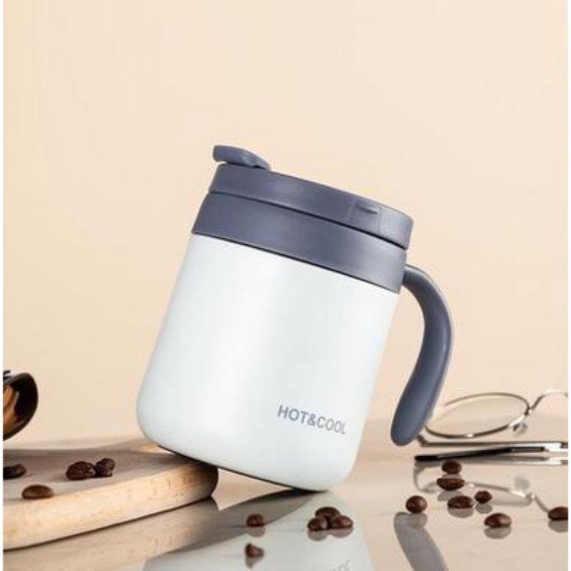 Cốc giữ nhiệt ly đựng cafe, nước uống văn phòng có tay cầm chất liệu inox 304 cao cấp sang trọng