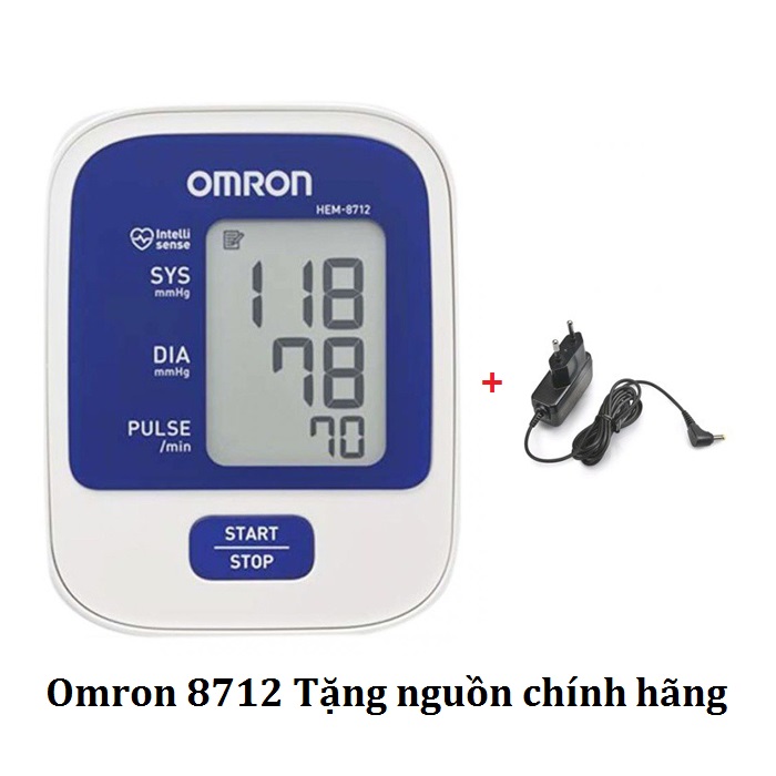 Máy Đo Huyết Áp Bắp Tay Omron HEM 8712 (Trắng Phối Xanh) + Tặng Bộ Đổi Nguồn Chính Hãng