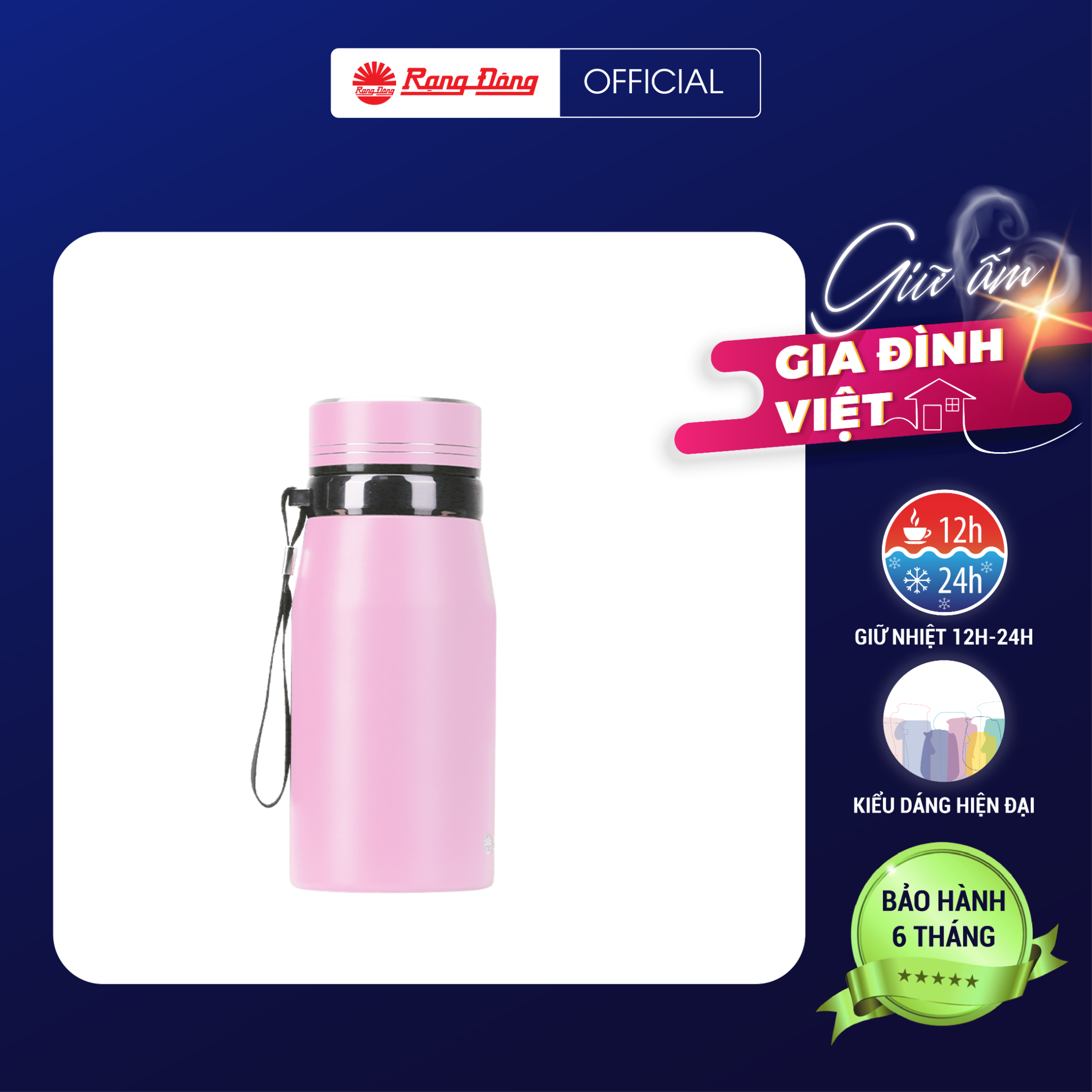 Bình giữ nhiệt nóng lạnh Rạng Đông dung tích 360-400-450-500-600ml inox 304 cao cấp, ly giữ nhiệt