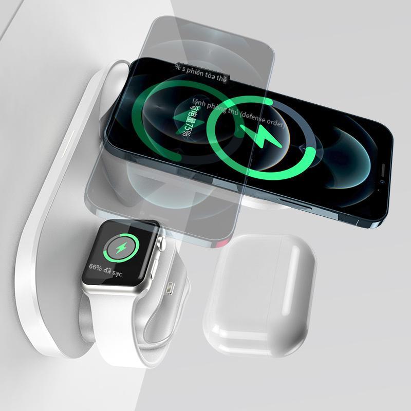 Đảm bảo chất lượng sạc không dây dọc đa năng ba trong một phù hợp với tai nghe Apple watch điện thoại di động sạc nhanh không dây