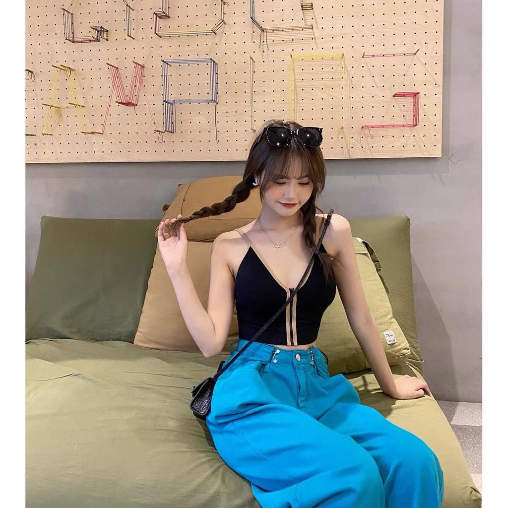 M60. ÁO BRA NỮ - ÁO 2 DÂY - ÁO CROPTOP NỮ ĐI BIỂN KHÓA TRƯỚC CHẤT ĐẸP KEM MÚT LÓT CAO CẤP