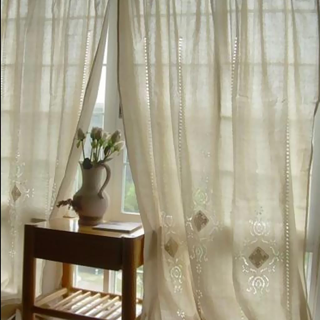 Country Hollow Crochet Window Curtain Blockout Drape Panel Tab Top