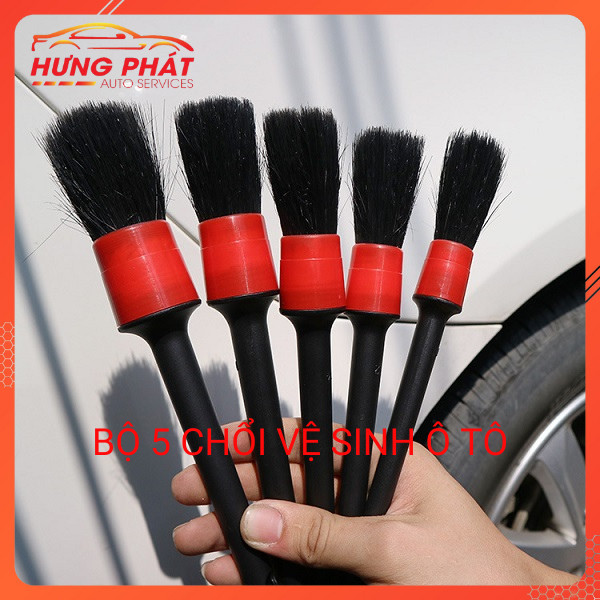 Bộ 5 Chổi Cọ Rửa Vệ Sinh Ô Tô Đa Năng, Cọ Rửa Khoang Máy, Mâm Xe, Nội Thất Ô Tô