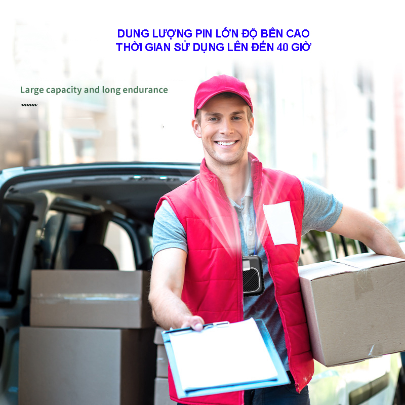 Quạt đeo cổ thắt lưng tích hợp sạc dự phòng dung lượng 10000mA công suất 8W, chức năng điều chỉnh tốc độ gió vô cấp