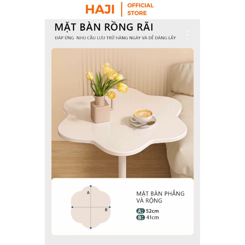 Bàn trà bàn cafe hình bông hoa dễ thương decor phòng, khung thép mặt gỗ MDF thương hiệu HAJI - GM111