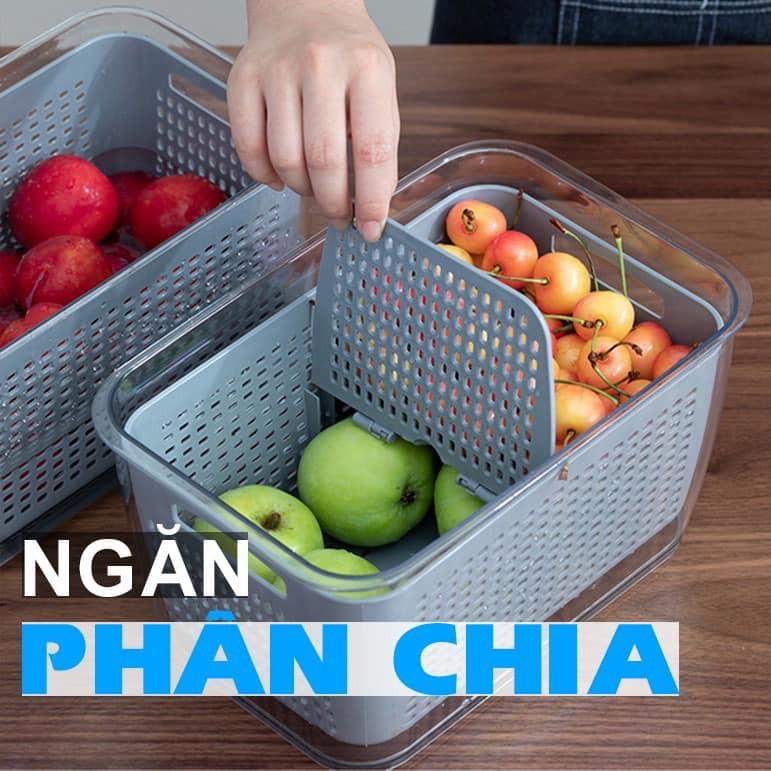 BỘ 2 HỘP KÈM RỔ ĐỰNG THỰC PHẨM TÁCH NƯỚC CÓ NGĂN CHIA, CÓ NẮP ĐẬY VỆ SINH TIỆN DỤNG