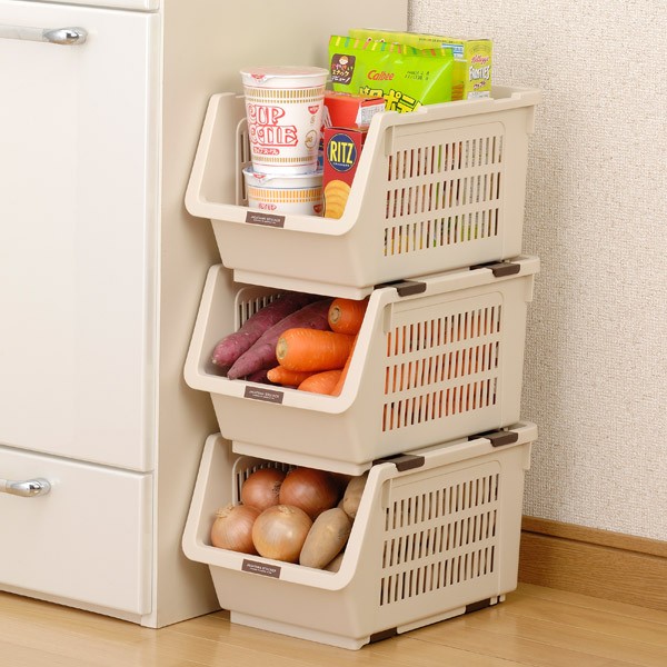Bộ 3 rổ đựng thực phẩm đa năng dạng lưới màu xanh - Hàng Nội Địa Nhật