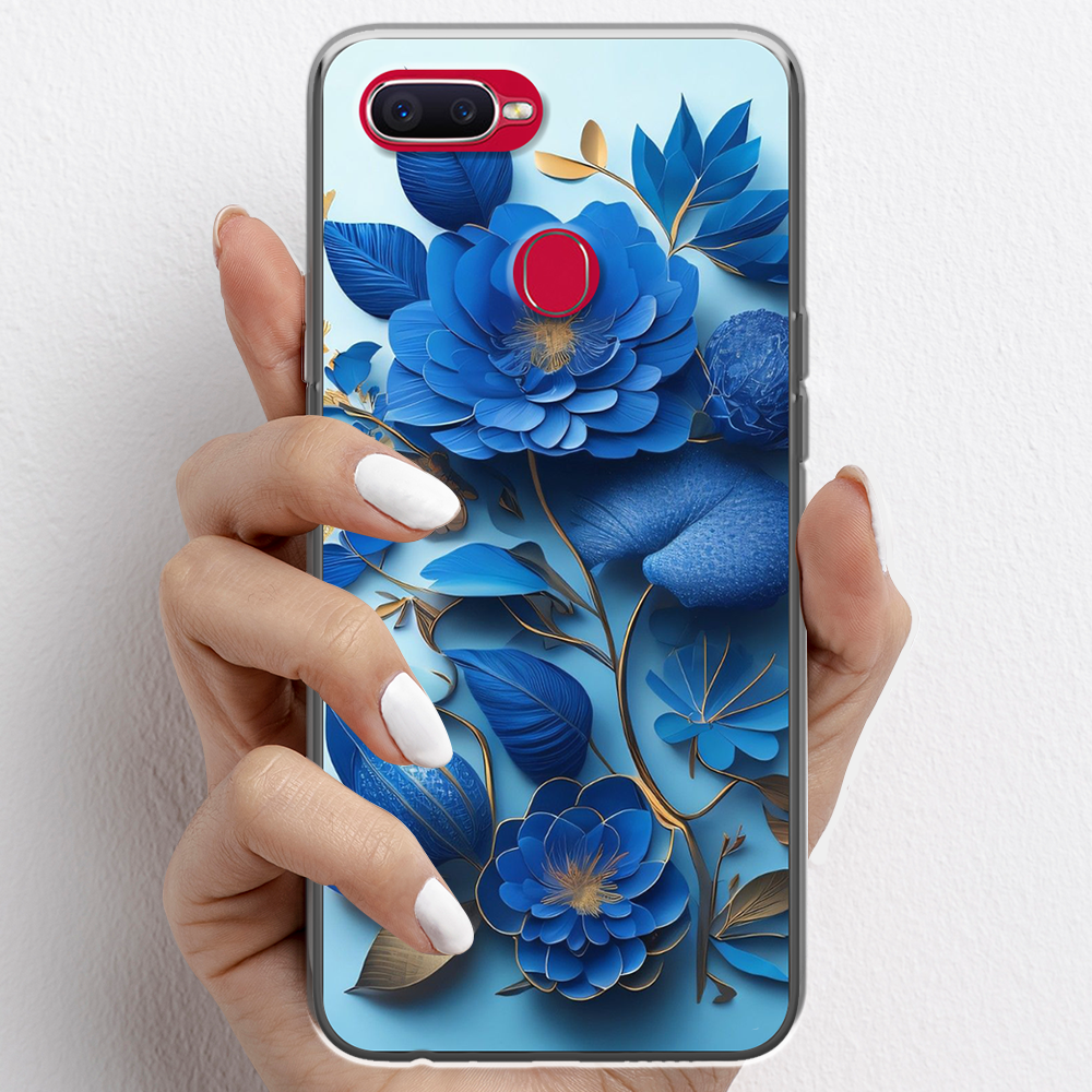 Ốp lưng cho Oppo F9 nhựa TPU mẫu Hoa xanh dương