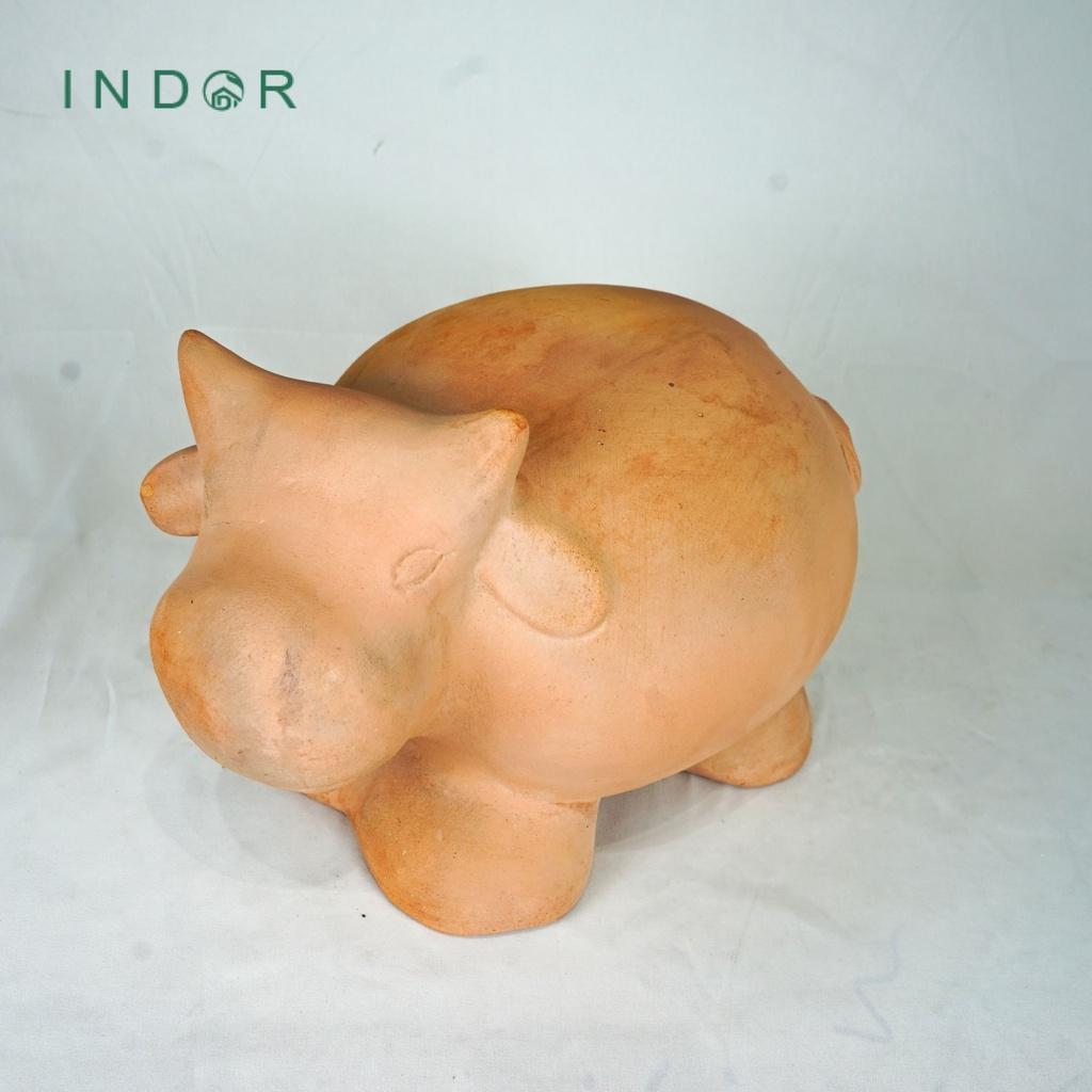 Tượng chú bò nhìn nghiêng chất liệu đất nung terracotta Tượng decor Noel Tượng trang trí nội ngoại thất