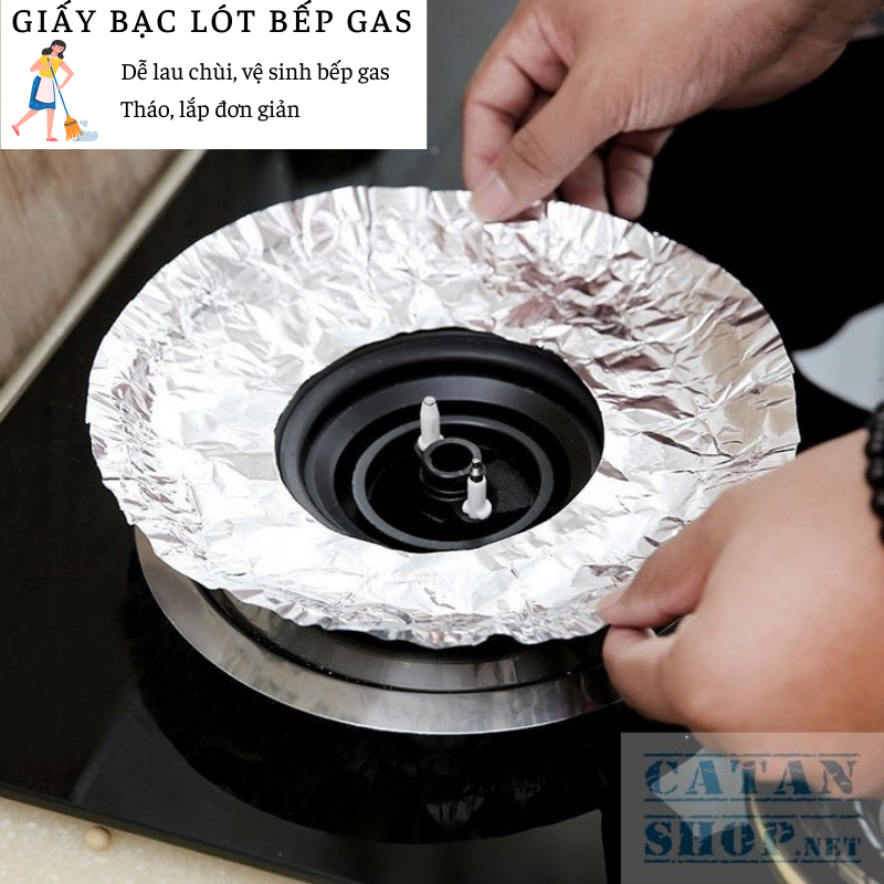 Giấy Lót Bếp Gas Chống Dầu Mỡ - Bộ 10 Miếng Lót Nhôm Tròn GD682-BGas