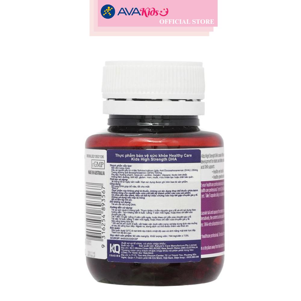 Viên uống Healthy Care Kids High Strength DHA bổ não 60 viên (từ 4 tháng)