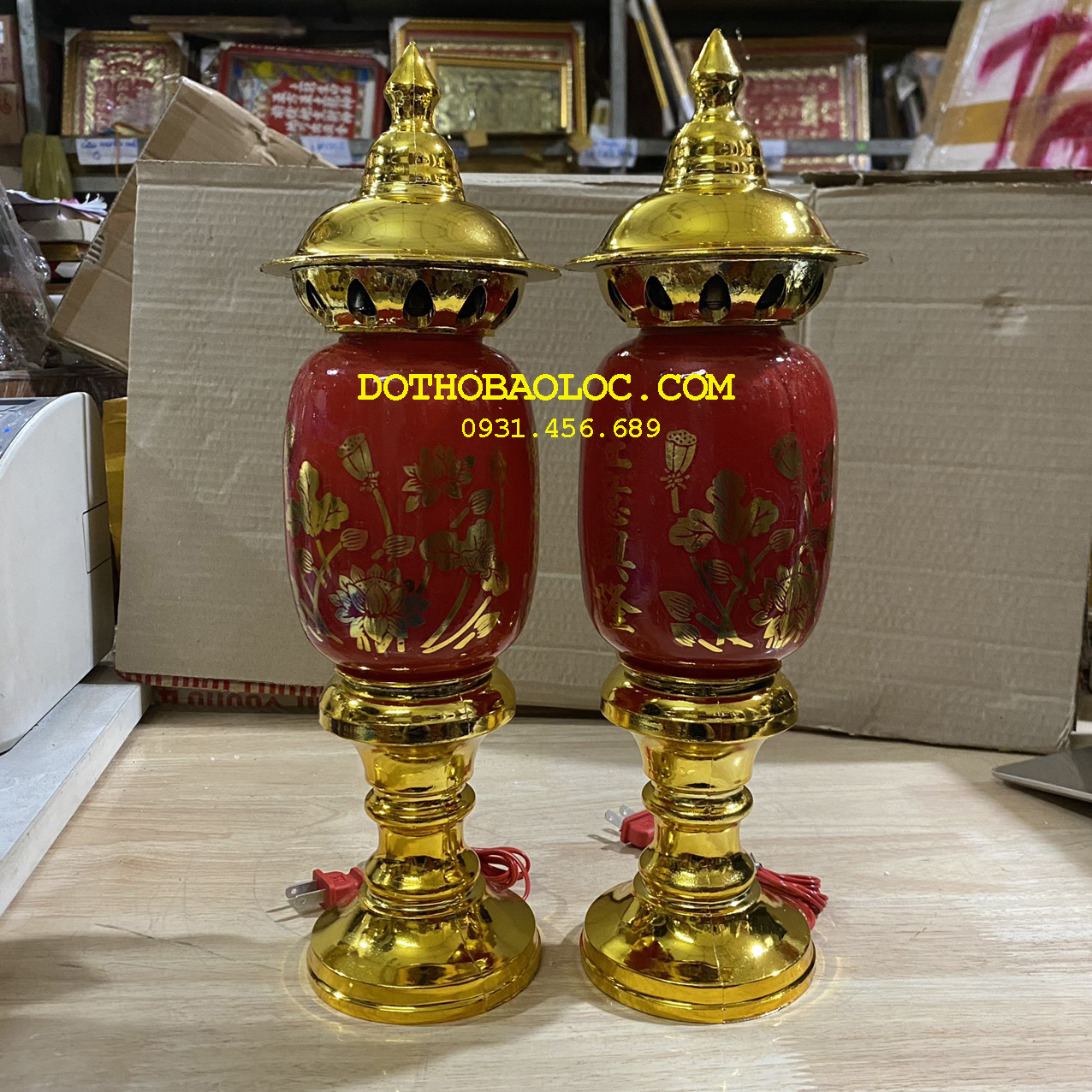 Đèn thờ phú quý cao 30cm ngang 9cm