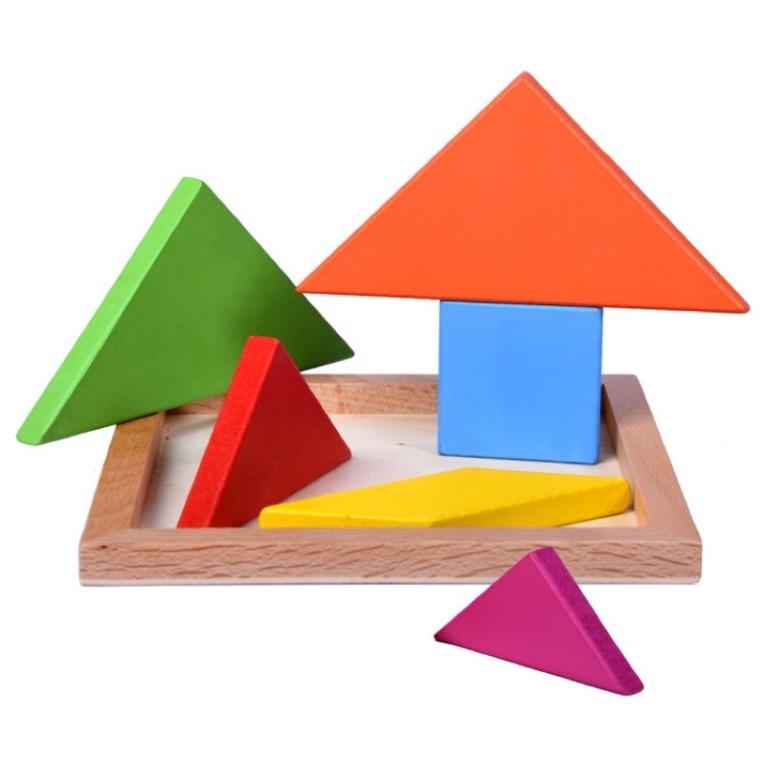 Tangram - Xếp Hình Trí Uẩn Hàng Đẹp Size To 18cm - Bộ Ghép Hình Bằng Gỗ Thông Minh Cho Bé