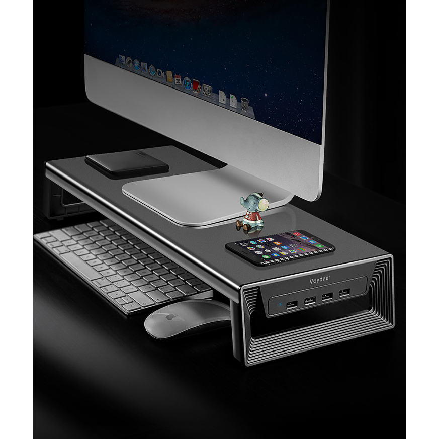Đế Màn Hình Laptop 4 Cổng USB 3.0 Hỗ Trợ Truyền Dữ Liệu Và Sạc Cho Màn Hình Máy Tính Lên Đến 27 Inch
