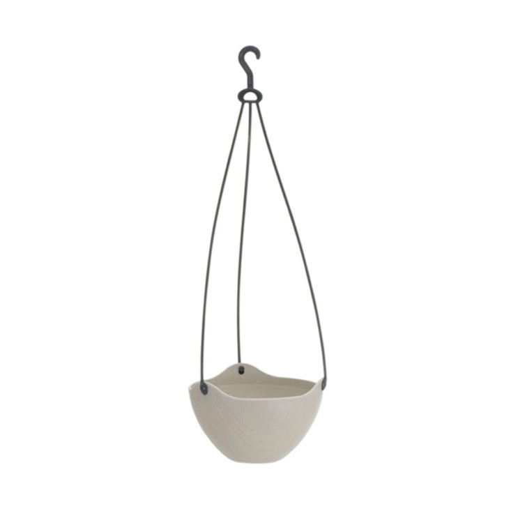 Combo Chậu hoa màu trắng có dây treo 20cm + Chậu hoa viola trắng 26cm nội địa Nhật Bản